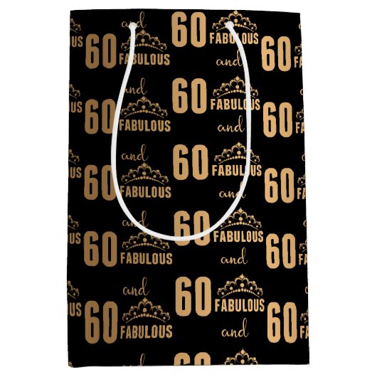 Sac Cadeau Moyen Élégant Sweet 60 Typographie (Devant)