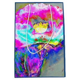 Sac Cadeau Moyen Elégant tableau turquoise rose abstrait