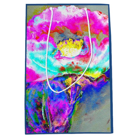 Sac Cadeau Moyen Elégant tableau turquoise rose abstrait (Devant)