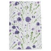 Sac Cadeau Moyen Elégant teint d'eau violet motif floral (Devant)