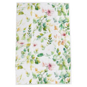 Sac Cadeau Moyen Elégant vert fleurs sauvages d'aquarelle (Dos)