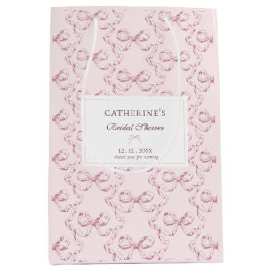 Sac Cadeau Moyen Elégant Vintage Fille Preppy Bows Pink Toile
