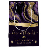 Sac Cadeau Moyen Élégant violet Parties scintillant d'huile et or M (Devant)