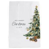 Sac Cadeau Moyen Elegant Watercolor Tree Christmas Party (Dos)