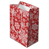 Sac Cadeau Moyen Elegant White Snowflake (Cranberry) (Dos Angle)