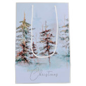 Sac Cadeau Moyen Elégante aquarelle Noël Pine Forêt Vacances (Dos)