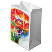 Sac Cadeau Moyen Elégante aquarelle rouge florale (Dos Angle)