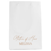 Sac Cadeau Moyen Élégante calligraphie Matron blanc d'honneur Faveu (Devant)