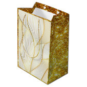 Sac Cadeau Moyen Elégante collection Floral Or Blanc (Dos Angle)