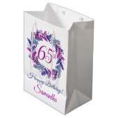 Sac Cadeau Moyen Élégante couronne violette 65e anniversaire (Devant Angle)