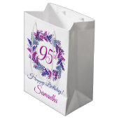 Sac Cadeau Moyen Élégante couronne violette 95e anniversaire (Devant Angle)