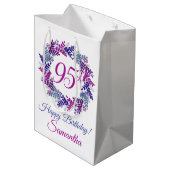 Sac Cadeau Moyen Élégante couronne violette 95e anniversaire (Dos Angle)