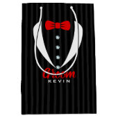 Sac Cadeau Moyen Élégante Cravate rouge Tuxedo blanc Typographie (Devant)