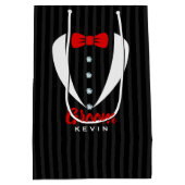 Sac Cadeau Moyen Élégante Cravate rouge Tuxedo blanc Typographie (Dos)