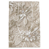 Sac Cadeau Moyen Elégante dentelle beige avec diamant (Dos)