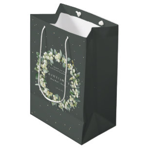 Sac Cadeau Moyen Elégante Fête des mariées de canneberge verte+Euca
