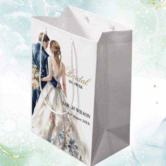 Sac Cadeau Moyen Elégante Fête des mariées Mariage Blush