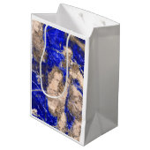 Sac Cadeau Moyen Elégante motif en marbre bleu blanc gris (Dos Angle)