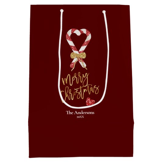 Sac Cadeau Moyen Elégante Parties scintillant moderne or Joyeux bon (Dos)