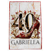 Sac Cadeau Moyen Elégante Parties scintillant rouge & or talon haut (Dos)