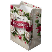 Sac Cadeau Moyen Elégante Saint Valentin Design avec Roses, Coeurs (Dos Angle)