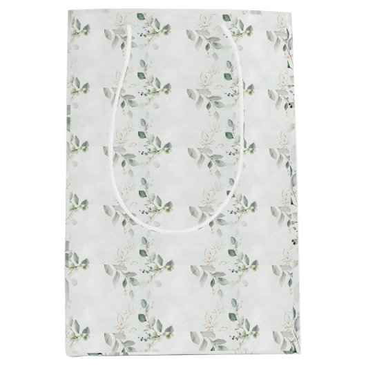 Sac Cadeau Moyen Elégante verdure d'Eucalyptus (Devant)