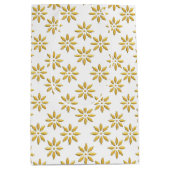 Sac Cadeau Moyen Élégantes fleurs d'or motif blanc (Devant)