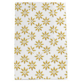 Sac Cadeau Moyen Élégantes fleurs d'or motif blanc (Dos)