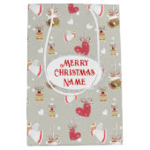 Sac Cadeau Moyen Éléments de Noël Anges Oiseaux (Devant)