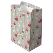 Sac Cadeau Moyen Éléments de Noël Anges Oiseaux (Dos Angle)