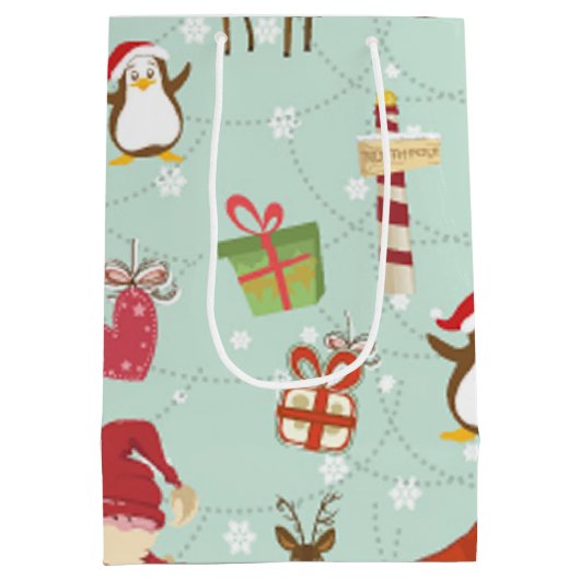 Sac Cadeau Moyen Éléments de Noël Elfes rennes (Dos)