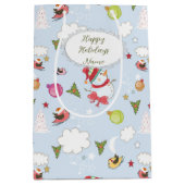 Sac Cadeau Moyen Eléments de Noël Motif Snowman (Devant)