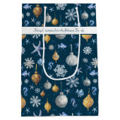 Sac Cadeau Moyen Éléments nautiques et flocons de neige côtiers (Dos)
