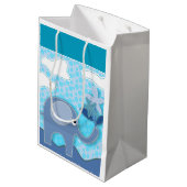 Sac Cadeau Moyen Eléphant et fleur bleu bébé (Dos Angle)