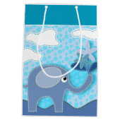 Sac Cadeau Moyen Eléphant et fleur bleu bébé (Dos)