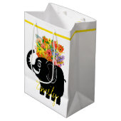 Sac Cadeau Moyen Éléphant et fleurs (Devant Angle)