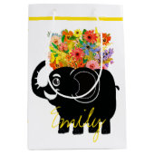 Sac Cadeau Moyen Éléphant et fleurs (Devant)