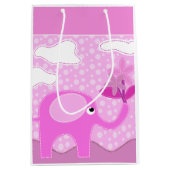 Sac Cadeau Moyen Eléphant et fleurs rose bébé (Devant)