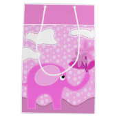 Sac Cadeau Moyen Eléphant et fleurs rose bébé (Dos)