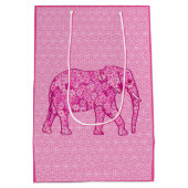 Sac Cadeau Moyen Éléphant fleur - rose fuchsia (Dos)