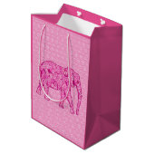 Sac Cadeau Moyen Éléphant fleur - rose fuchsia (Dos Angle)