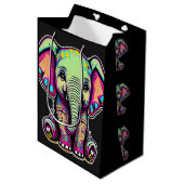 Sac Cadeau Moyen Eléphant mignon assis illustration numérique (Devant Angle)