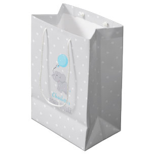 Sac Cadeau Moyen Eléphant mignon avec Baby shower de ballon garçon