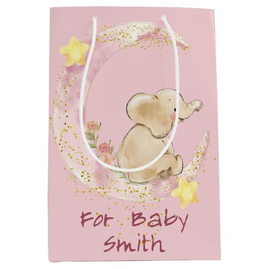 Sac Cadeau Moyen Eléphant sur une lune de croissant (Devant)