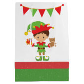 Sac Cadeau Moyen Elfe avec cadeaux et Arrière - plan blanc envelopp (Dos)