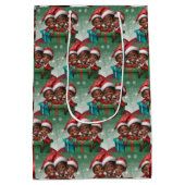 Sac Cadeau Moyen Elfe de Noël afro-américain (Dos)