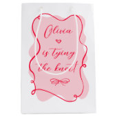 Sac Cadeau Moyen Elle liait le noeud rose et rouge nuptiale (Devant)