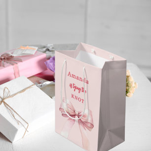 Sac Cadeau Moyen Elle noue la Fête des mariées arc rose noeud