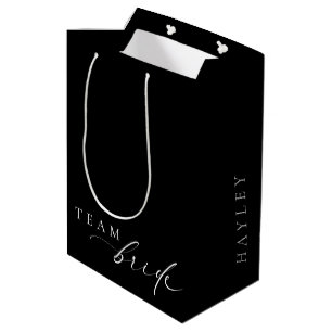 Sac Cadeau Moyen Ellesmere Black Minimaliste Équipe Mariée Mariage
