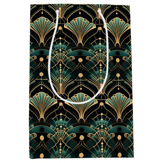 Sac Cadeau Moyen Emerald and Gold Art Deco-inspired (Devant)